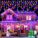 Christmas Icicle Lights Outdoor, 66ft 640 LED Icicle Lights for Outside with 8 Modes Timers, Waterproof Plug in Twinkle String Light for House Eave Patio Party Holiday Decorations, Purple Orange by GreenHaven Gardens