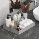 Kitchen Drawer Organizer Bins, Stackable Bamboo Drawer Organizer for Silverware, 2 Pcs Toilet Paper Basket Holder, Wood Bathroom Tray Countertop, Toilet Tank Tray Silver 15" x 6" x 2.5" by CozyNest Decor