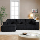 HYJT-H&K Modular Sectional Sofa Cloud Sectional Couch, 107" Comfy Fluffy L Shaped Dark Black Couches for Living Room, Deep Seat Memory Foam Plush Corduroy Boneless Couch Sectionals Left Facing Chaise by CozyNest Decor