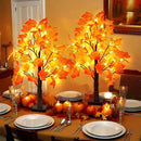 2 Pack 24 Inch Prelit Fall Maple Tree Fall Decor with 48 LED Timer Battery Operated Artificial Fall Light Up Tree Pumpkin Maple Acorn for Fall Thanksgiving Decorations Table Home Indoor Autumn Harvest by CozyNest Decor