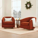 CHITA Swivel Accent Chair, FSC Certified Upholstered Velvet Barrel Chair for Living Room Set of 2, Fully Assembled, Burnt Orange by CozyNest Decor