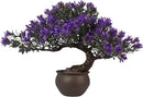 Fake Plants Plastic Artificial Bonsai Tree, Purple Room Decor Bonsai Tree for Home Bedroom Farmhouse Office Desk Decor, Tall 9.5" by GreenHaven Gardens