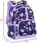 Choco Mocha Sloth Backpack for Girls, Elementary School Backpack for Girls Ages 6-8 Kids Kindergarten Backpack Bookbag 17 Inch with Chest Strap, Purple by TinyTreasures Baby Boutique