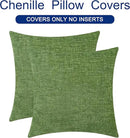 CaliTime Throw Pillow Covers Decorative 18 X 18 Inches Pack of 2 Cozy Chenille Cushion Cases for Couch Sofa Bed Living Room Home Forest Green by CozyNest Decor