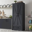 72" Tall Wood Storage Cabinet, Farmhouse Kitchen Pantry Cabinet with Adjustable Shelves & Drawer & Barn Doors, Versatile Storage for Kitchen, Dining Room, Bathroom, Black by CozyNest Decor