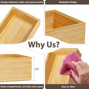Kitchen Drawer Organizer Bins, Stackable Bamboo Drawer Organizer for Silverware, Flatware, Deep Office Desk Drawer Organizer Tray, Desktop Pen, Office Organization 9" x 6" x 2.5" (Set of 2) by CozyNest Decor
