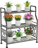 GIOTORENT Plant Stand Outdoor Indoor 3 Tier Metal Waterproof - 29.1" Plant Shelf for Patio, Balcony, Living Room, Large Capacity Tiered Plant Rack, Black by GreenHaven Gardens