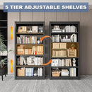 Metal Bookshelf Adjustable - 61" Tall Black Bookcase, 5 Tier Book Shelf, Tooless Assembly Book Case, Modern Bookshelves and Bookcases for Home Office, Living Room, Bedroom, Library by CozyNest Decor