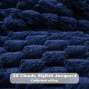 NEWCOSPLAY Super Soft King Blanket Dark Navy Premium Silky Flannel Fleece 3D Clouds Stylish Jacquard Lightweight Bed Blanket All Season Use 350GSM (Dark Navy, King(90"x110")) by CozyNest Decor