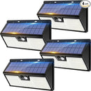 4 Pack Solar Lights Outdoor Motion Sensor, 318 LED Waterproof Fence Light with 3 Lighting Mode, Cool White LED Deck Light for Outside Wall Yard Chichen CoopGarden by GreenHaven Gardens