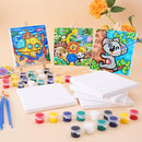 ESRICH 16 Set Mini Acrylic Paint Kit,5in Mini Stretched Canvas with 7.5in Easel,Acrylic Paint Strips,Paint Palettes,Painting Brushes, Small Canvas and Easel Set for Kids Artists Beginner,Gift by TinyTreasures Baby Boutique