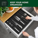 ROYAL CRAFT WOOD Luxury Bamboo Kitchen Drawer Organizer - Silverware Organizer - Utensil Holder and Cutlery Tray with Grooved Drawer Dividers for Flatware and Kitchen Utensils (5 Slot, Black) by CozyNest Decor