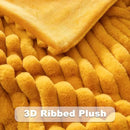 NEWCOSPLAY Faux Fur Twin Blanket Mustard Yellow 3D Ribbed Plush Thick Warm Blanket for Couch Sofa Bed 850GSM (Mustard Yellow Ribbed, Twin(60"x80")) by CozyNest Decor