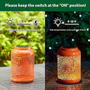 Glitzhome Solar Lantern Orange Metal Cutout Scrollwork Outdoor Hanging Solar Light with Handle for Garden Patio Yard Outdoor Decor by GreenHaven Gardens