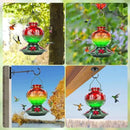 BOLITE Hummingbird Feeder, Glass Hummingbird Feeders for Outdoors Hanging, 22 Ounce, Five Feeding Ports with Perch, Peony Flower Shape, Red and Green, Gifts for Women Men, Gifts for Mom Dad by GreenHaven Gardens
