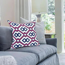 Alysheer Embroidered Decorative Throw Pillow Cover 18"x 18" Set of 2, Classic Boho Geometric Embroidery Pattern Cotton Rectangular Cushion Case for Sofa Couch Living Room Bedroom (Blue Pink) by CozyNest Decor