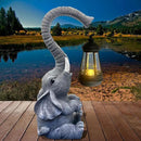 10.6 Inch Statue Elephant with Solar Outdoor Lights for Garden Decor，Lucky Present with Appeal for Birthdays(Man and Women and Family)，Unique Housewarming Presents and Yard Decor. (Gray) by CozyNest Decor