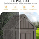 Shed Outdoor Storage Shed with Sloping Roof and Lockable Door, Resin Outdoor Storage Box Cabinet Waterproof and Multiple Hooks for Backyard, Patio, Poolside, Grey by GreenHaven Gardens