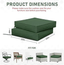 Patio Chair Cushions 22 X 22 X 4 Inch Waterproof Outdoor Seat Cushions for Patio Furniture, Outdoor Sofa Couch Pads with Ties & Handle, Set of 2, Green by GreenHaven Gardens