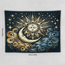 HZOHNAGO Sun Moon Tapestry Boho Golden Stars Pattern Printed Wall Tapestry Wall Hanging for Bedroom Living Room Dorm 80" W x 60" H by CozyNest Decor