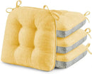 puredown® Chair Cushions for Dining Chairs, Tufted Memory Foam Chair Pads with Non-Slip Backing, Kitchen Seat Cushions with Ties, Washable Pads Set of 4, 15.5" x 15.5" x 4", Yellow by CozyNest Decor