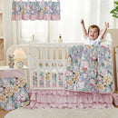Brandream Crib Bedding Sets for Girls Garden Floral Nursery Set 3-Piece | Ruffled Baby Comforter, Crib Sheet and Tulle Lace Crib Bed Skirt, Green White by TinyTreasures Baby Boutique