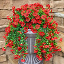 INSPRING Artificial Faux Outdoor Outside Flowers Plants, 2 PCS Fake Silk UV Resistant Look Real Red Daisy Trailing Vines for Front Door Porch Planter Urn Patio Balcony Decoration by CozyNest Decor