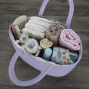 Baby Diaper Caddy Organizer Cotton Rope Nursery Storage Bin Basket Portable Holder Tote Bag for Changing Table Car Travel Baby Shower Gifts Newborn Essentials Registry Must Have Purple or Lavender by TinyTreasures Baby Boutique