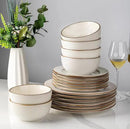 GBHOME Ceramic Dinnerware Sets,18 pcs Embossed Elegant Stoneware Plates and Bowls Sets, Housewarming Wedding Gift | Dishwasher & Microwave Safe | Dishes Set Service for 6 by CozyNest Decor