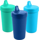 Re-Play Sippy Cups for Toddlers - 10 Oz. Reusable Spill Proof Cups for Kids, Dishwasher/Microwave Safe - Made in USA - Set of 3-3.13" x 6.25" - A True Blue by TinyTreasures Baby Boutique