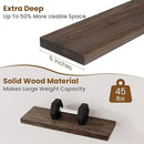 Floating Shelves for Wall Decor, 8 Inch Deep Rustic Solid Elm Wood Floating Shelves Wall Mounted, Wall Shelves with Invisible Bracket for Living Room Bathroom Bedroom Kitchen, 24 Inch Set of 2, Walnut by CozyNest Decor