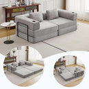 78" W Loveseat Sofa, 4 in 1 Convertible Floor Sofa Bed, Boneless Cloud Couch with Cup Holder, Fold Out Floor Couch, Loveseat Recliner Sleeper for Living Room Bedroom Lounge(Corduroy, White) by CozyNest Decor
