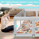 74" ×50" Large Baby Playpen, Baby Playard for Babies and Toddlers, Play Pens for Indoor & Outdoor, Sturdy Safety Play Yard with Soft Breathable Mesh, Anti-Fall, Grey (with MAT) by TinyTreasures Baby Boutique