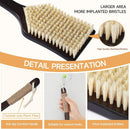 Back Scrubber Shower Brush,Dry Brushing Body Brush with 17.7 Inch Curved Long Handle, Natural Bristles for Lymphatic Drainage, Soft & Stiff Bristles Available (Soft-Fine Boar Bristles) by CozyNest Decor