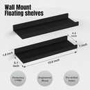 Floating Shelves Wall Mounted Set of 2, Modern Black Wall Shelves for Storage with Lip, Display Picture Ledge Shelf for Wall Decor Bedroom Living Room Bathroom Kitchen by TinyTreasures Baby Boutique