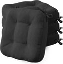 Codi Dining Chair Cushions 4 Pack, Thick Chairs Pads for Indoor Kitchen Room - Washable, Non-Slip Memory Foam Seat Cushion with Ties, 16.5"x16.5"x 3.5", Set of 4, Black by CozyNest Decor