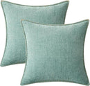 MIULEE Pack of 2 Couch Throw Pillow Covers 16x16 Inch Aqua Green Farmhouse Decorative Pillow Covers with Stitched Edge Soft Chenille Solid Dyed Spring Pillow Covers for Sofa Bed Living Room by CozyNest Decor