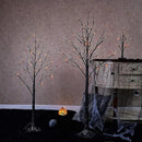 LITBLOOM Lighted Spooky Halloween Tree with Timer Battery Operated or USB Plug in, Pre-lit Black Glittered Tabletop Tree with Orange Lights 24L 18IN for Halloween Home Party Decoration Indoor by CozyNest Decor