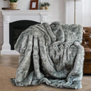 BATTILO HOME Silver Grey Faux Fur Throw Blanket for Couch, Bed, Fake Fur Blankets & Throws, Thick Warm Heavy Fluffy Fuzzy Elegant Furry Blanket Long Pile with Black Tips, 50"x60" by CozyNest Decor