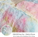 XeGe Plush Faux Fur Rainbow Throw, Tie Dye 50x60 Shaggy Furry Blanket, Fluffy Microfiber Velvet Couch Throw, Soft Colorful Fuzzy Lap Blanket for Girls Teens Women Kid Rainbow Print by CozyNest Decor