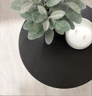 Kate and Laurel Aja Modern Side Table, 15 x 15 x 23, Black, Decorative Modern Geometric Wood Bedroom Nightstand Table with Round Tabletop and Unique Slanted Legs by CozyNest Decor