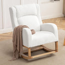 Rocking Chair Nursery, Nursing Rocking Chairs for Mom Nursery, Comfy Wingback Glider Rocking Armchair with Foot Rest and Side Pocket for Nursery Living Room Bedroom, Teddy White by TinyTreasures Baby Boutique