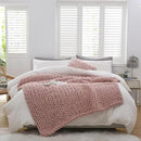 WESHIONGOO Chunky Knit Blanket Throw 50"×60" Knitted Throw Blankets for Couch Bed Fluffy Soft Blanket with Jumbo Chenille Yarn Thick 100% Handmade (Pink) by CozyNest Decor