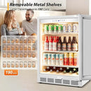 Tylza Beverage Refrigerator 24 Inch, Under Counter/Freestanding Drink Fridge, 190 Cans Beverage Cooler with Glass Door, Reversible Door, Low Noise, Quick Cooling - for Beer, Soda, ETC, White by CozyNest Decor
