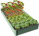 Domi Galvanized Raised Garden Bed, 8x4x1Ft Thickening Metal Planter Box for Vegetables Bottomless for Backyard Outdoor, 1" Deep w/ 228 Gallon Capacity - Green by GreenHaven Gardens