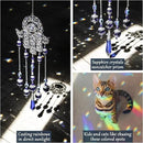 Crystal Prism Suncatcher Ornament with Hamsa Fatima Hand Protection Charm Turkish Greek Blue Evil Eye Sapphire Crystals Beads for Window Hanging Decoration by GreenHaven Gardens