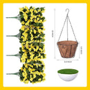 NXUGAO Artificial Flowers with Hanging Basket for Outdoors Indoors Decor, Faux Silk Chrysanthemum Plants in Baskets for Home Decoration Garden Yard Patio, 4 Bundles with 1 Basket by GreenHaven Gardens