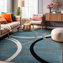 Rugshop Modern Wavy Circles Design Area Rug 8'8" x 12' Blue by TinyTreasures Baby Boutique