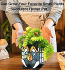 Cat Stained Glass Pot,Cat Flower Pots for Indoor Plants,Cat Plant Decor,Fun Plant Pots Gift 4.6x3x5.15 in(Excluding Plants) by GreenHaven Gardens