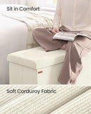SONGMICS MAZIE Collection - Storage Ottoman Bench, Foldable Foot Rest, 15 x 43 x 15 Inches, End of Bed Bench, Storage Chest, Load 660 lb, Living Room, Bedroom, Entryway, Cream White ULSF604W01 by CozyNest Decor